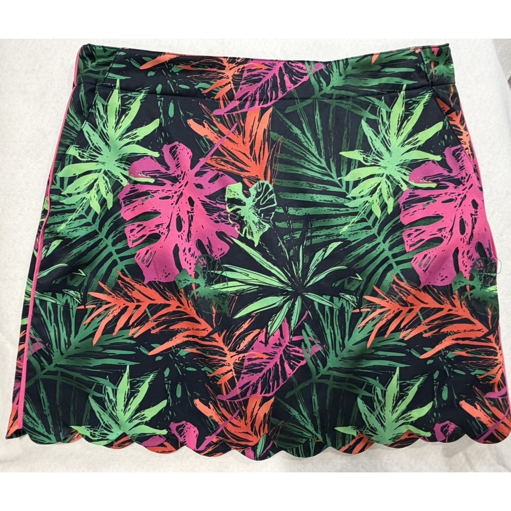 Lady Hagen Women's Golf Skort Tropical Leaf Print Scalloped Hem Size 8